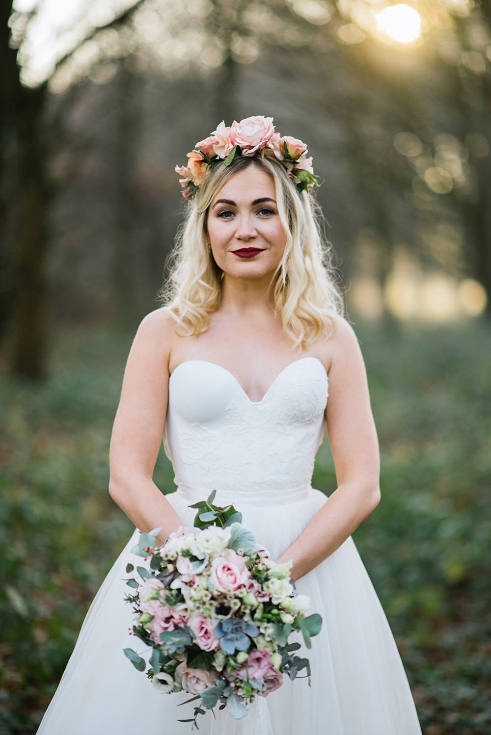 Beautiful bride Alice wore bridal separates by Halfpenny London | Stunning golden hour portraits for a winter wedding