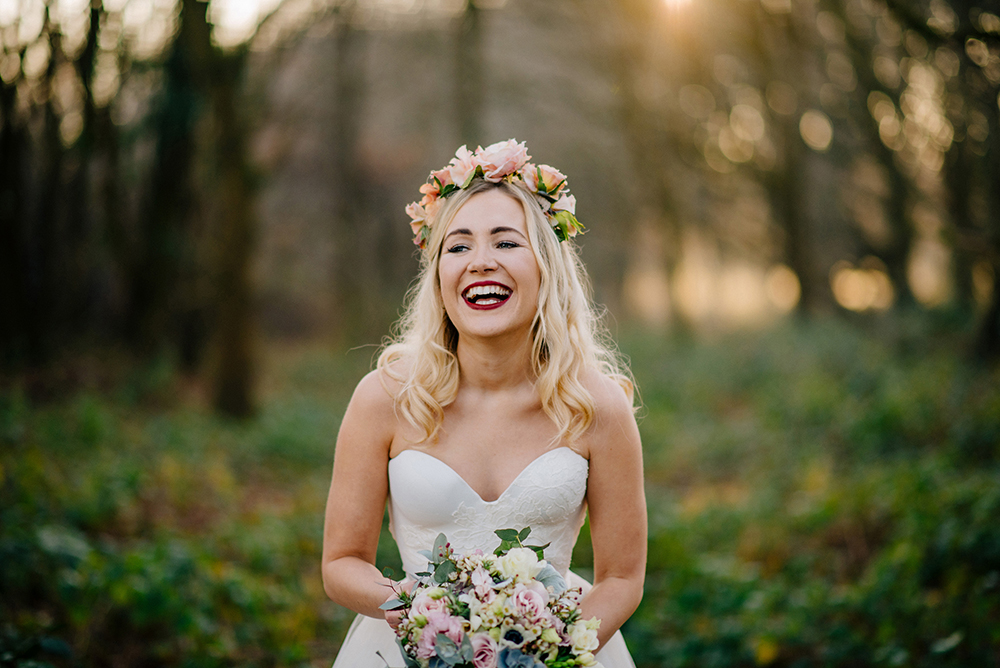 Beautiful bride Alice wore bridal separates by Halfpenny London | Stunning golden hour portraits for a winter wedding