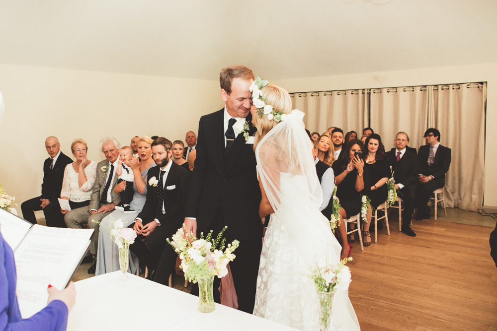Beautiful bride Kate wore a wedding dress by Halfpenny London