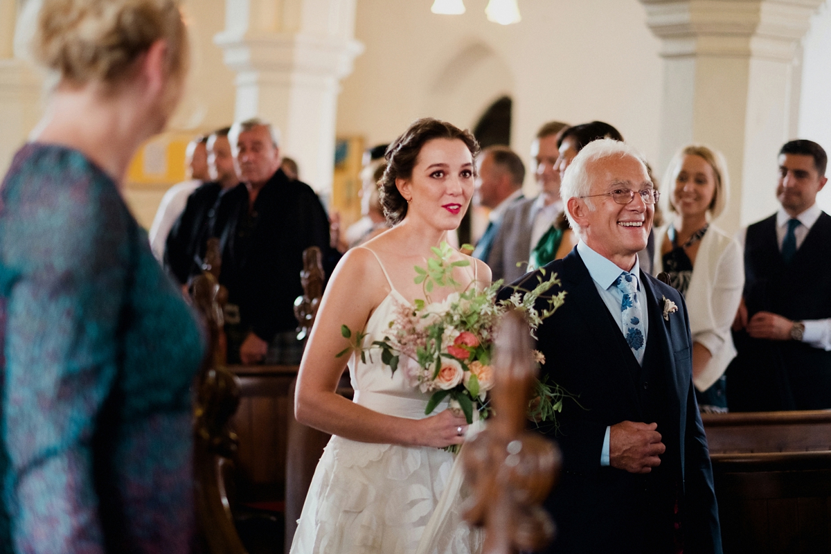 Beautiful bride Ashleigh wore a skirt and top by Halfpenny London on her wedding day