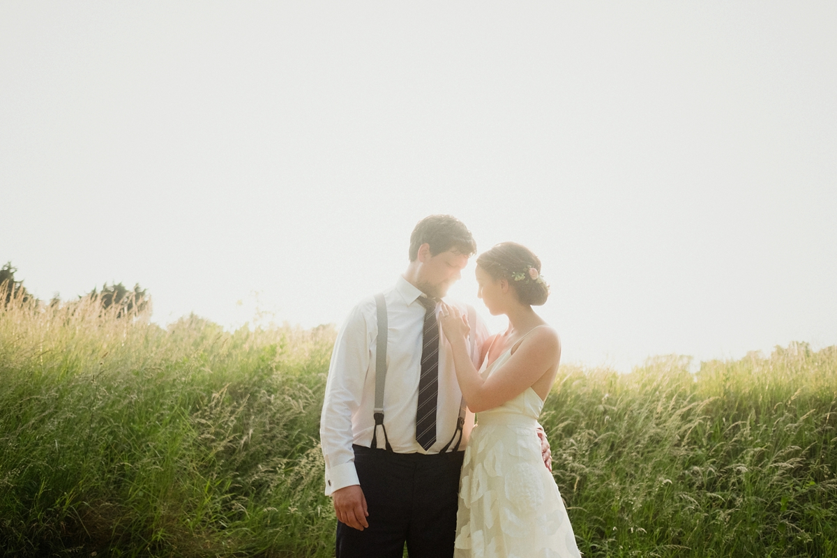 Beautiful bride Ashleigh wore a skirt and top by Halfpenny London on her wedding day