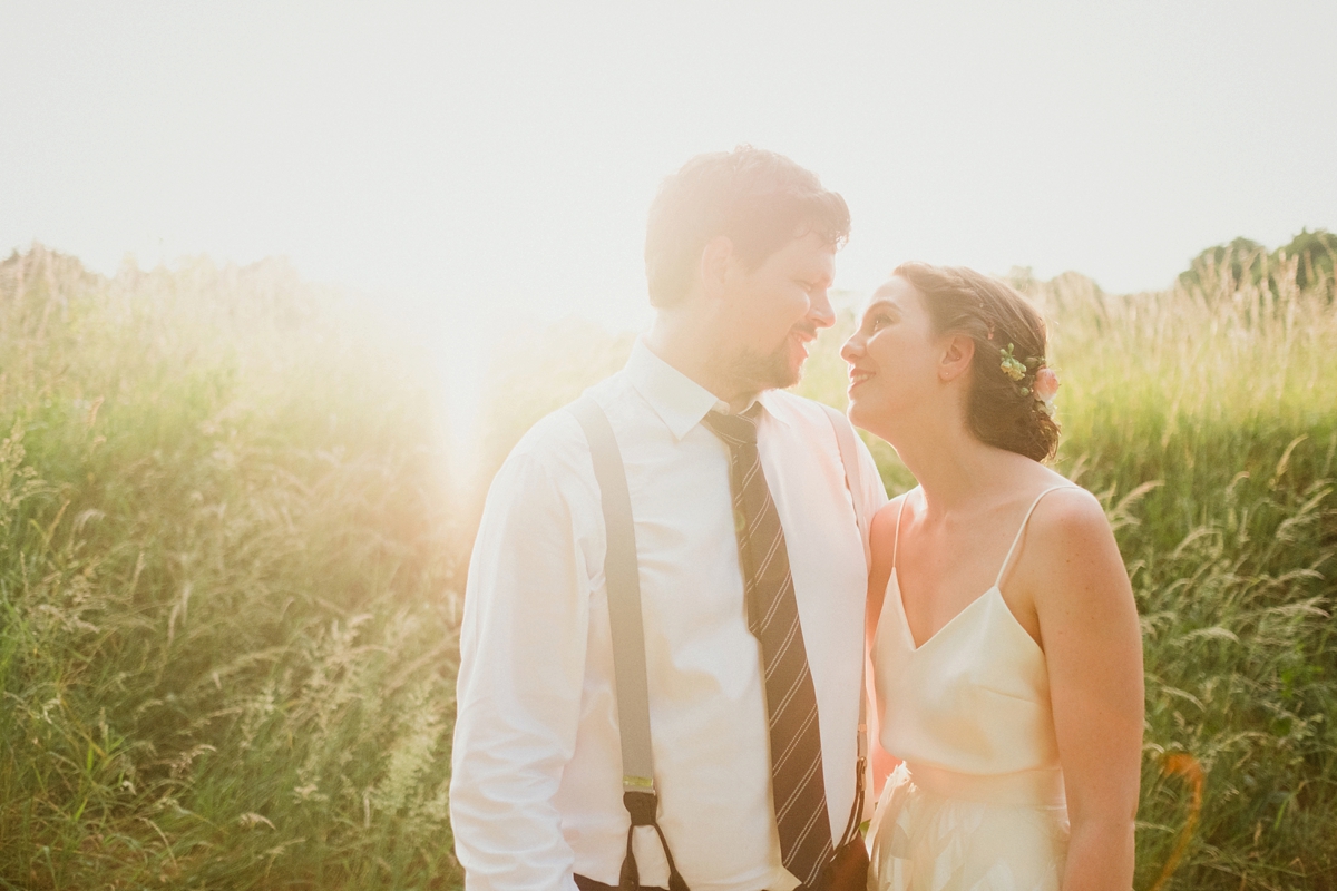 Beautiful bride Ashleigh wore a skirt and top by Halfpenny London on her wedding day
