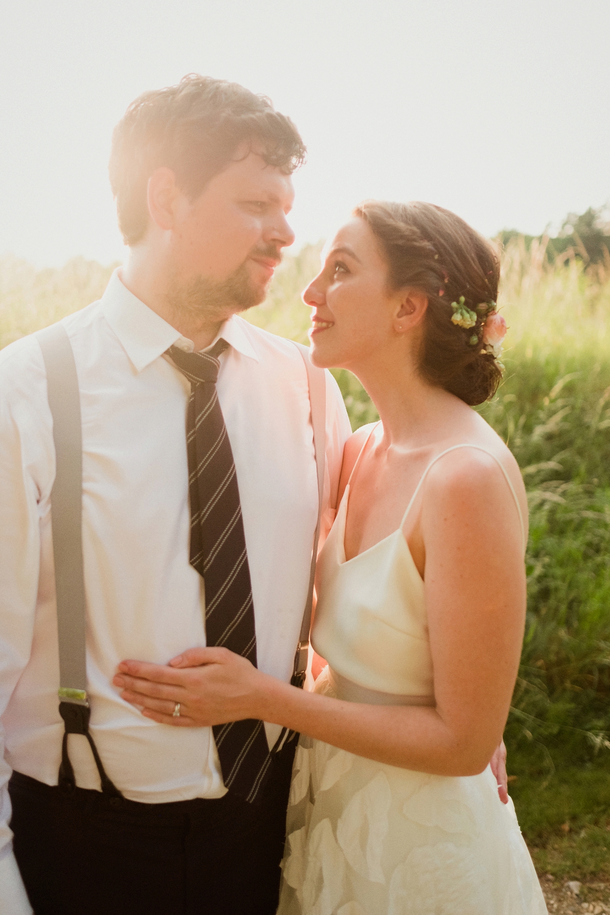 Beautiful bride Ashleigh wore a skirt and top by Halfpenny London on her wedding day