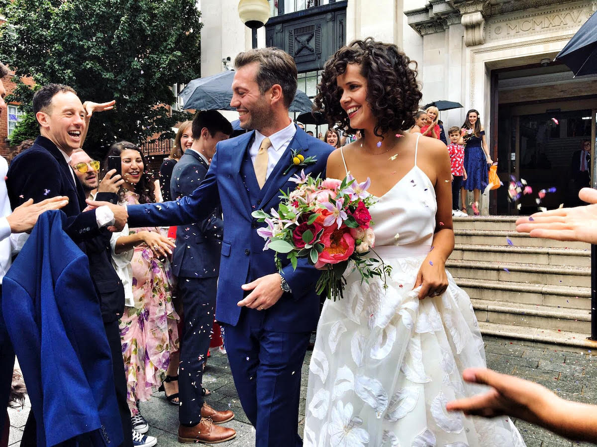 Beautiful bride Samantha wore a wedding dress by Halfpenny London