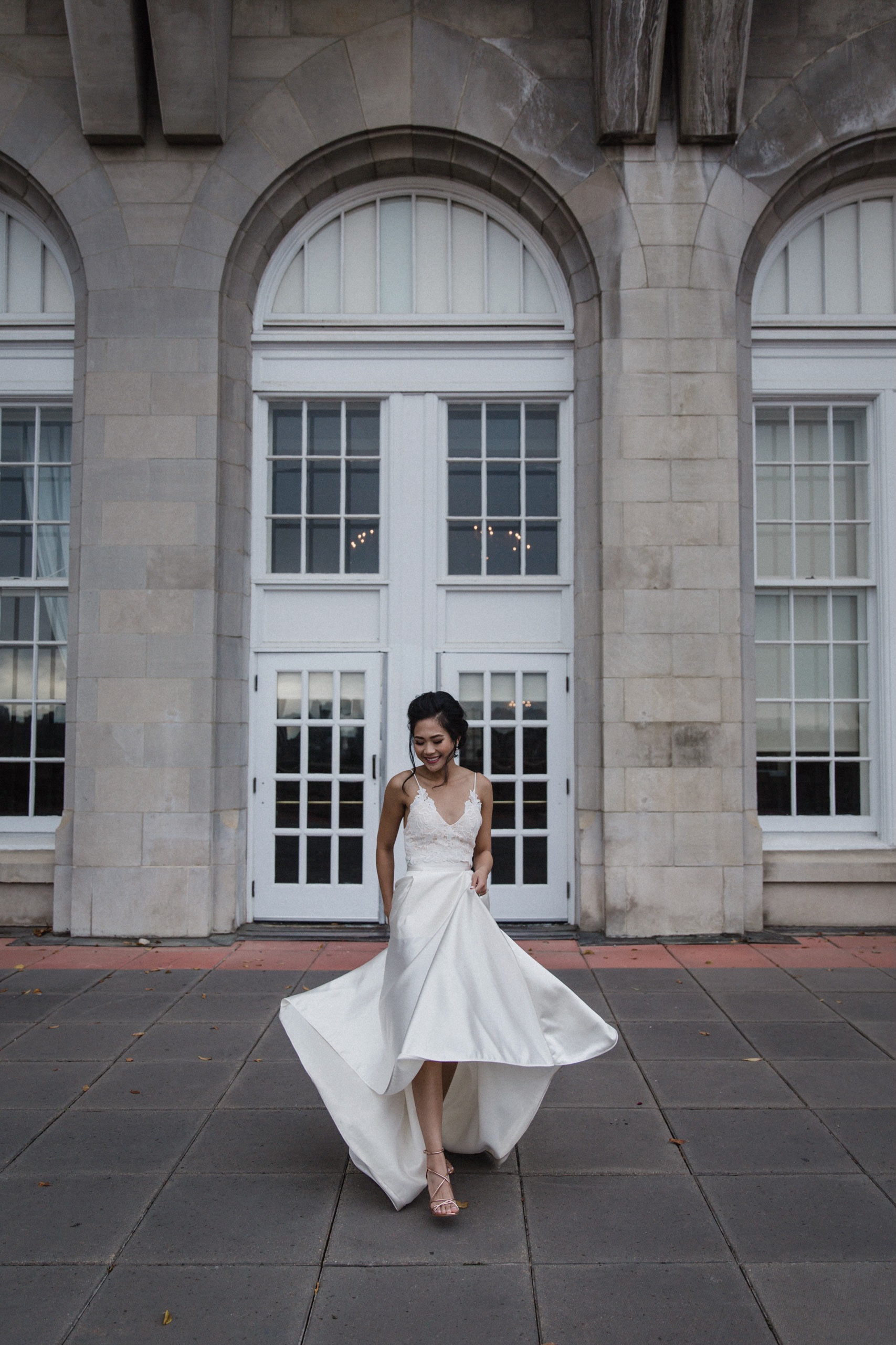 Beautiful bride Carmelle wore a Halfpenny London skirt from Net-A-Porter
