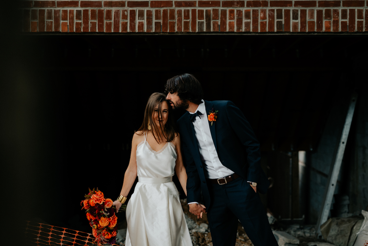 Beautiful bride Sara wore Halfpenny London bridal separates from Net-A-Porter | Wedding dress by Halfpenny London