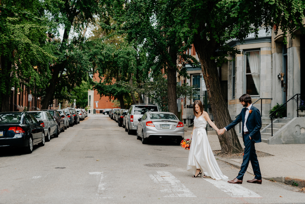 Beautiful bride Sara wore Halfpenny London bridal separates from Net-A-Porter | Wedding dress by Halfpenny London