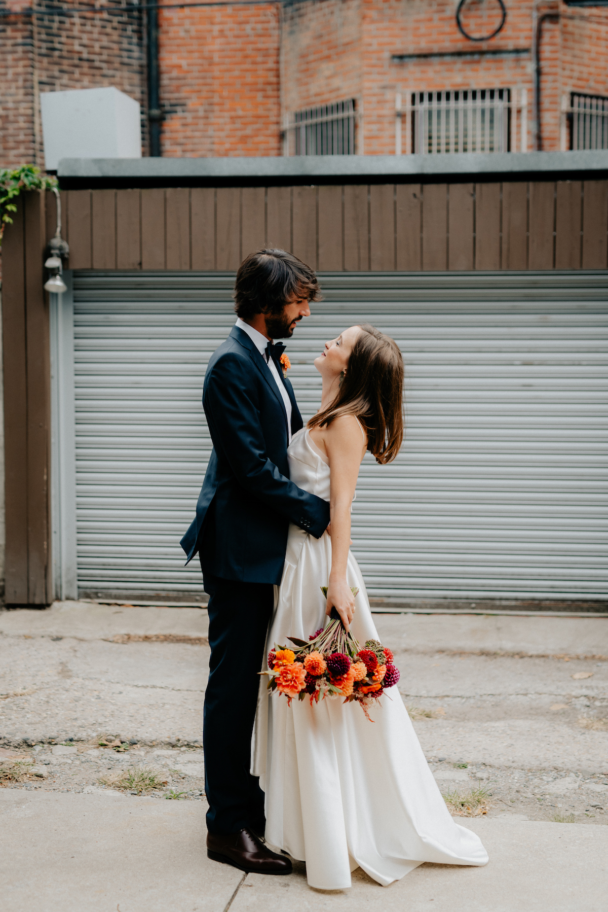 Beautiful bride Sara wore Halfpenny London bridal separates from Net-A-Porter | Wedding dress by Halfpenny London
