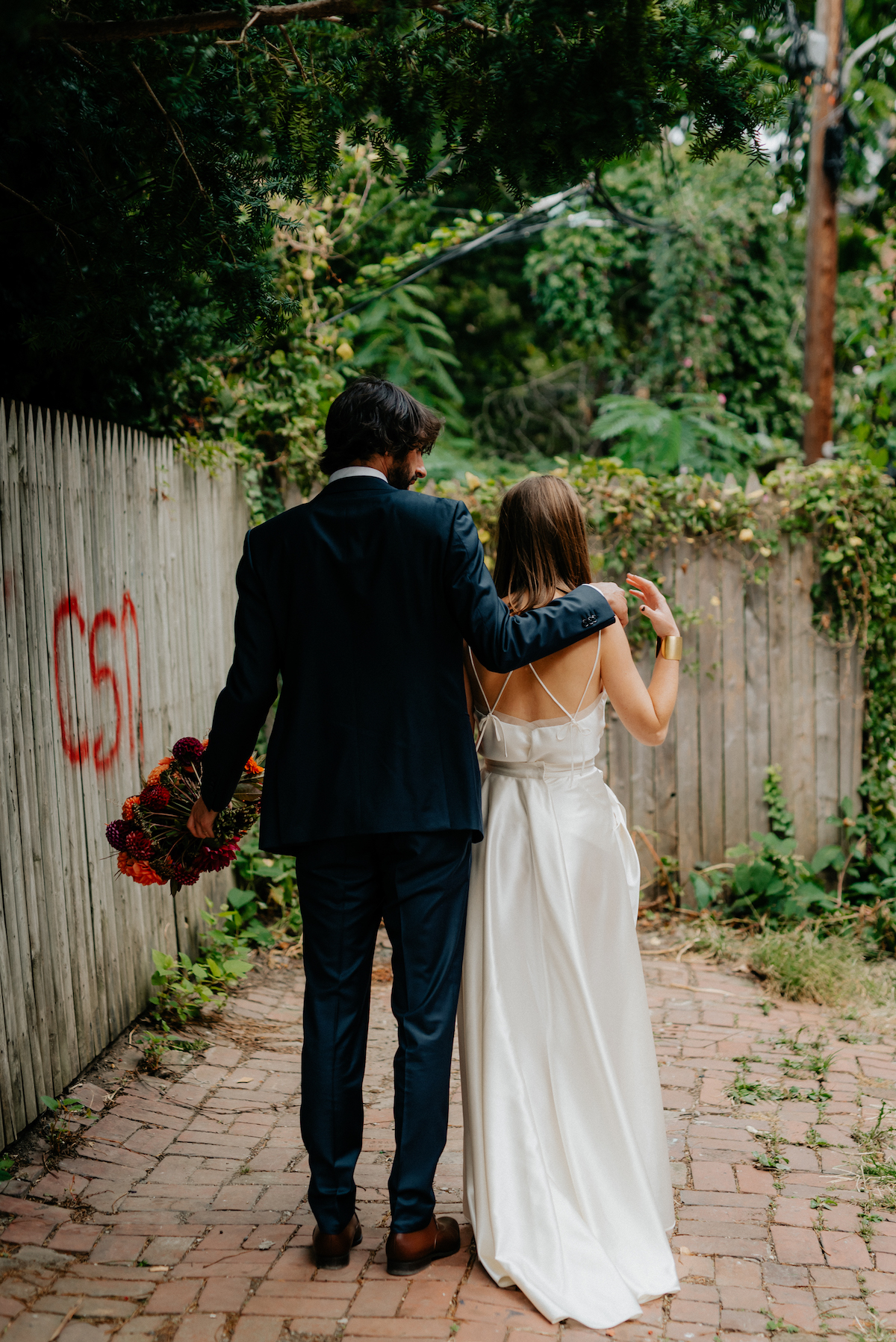 Beautiful bride Sara wore Halfpenny London bridal separates from Net-A-Porter | Wedding dress by Halfpenny London