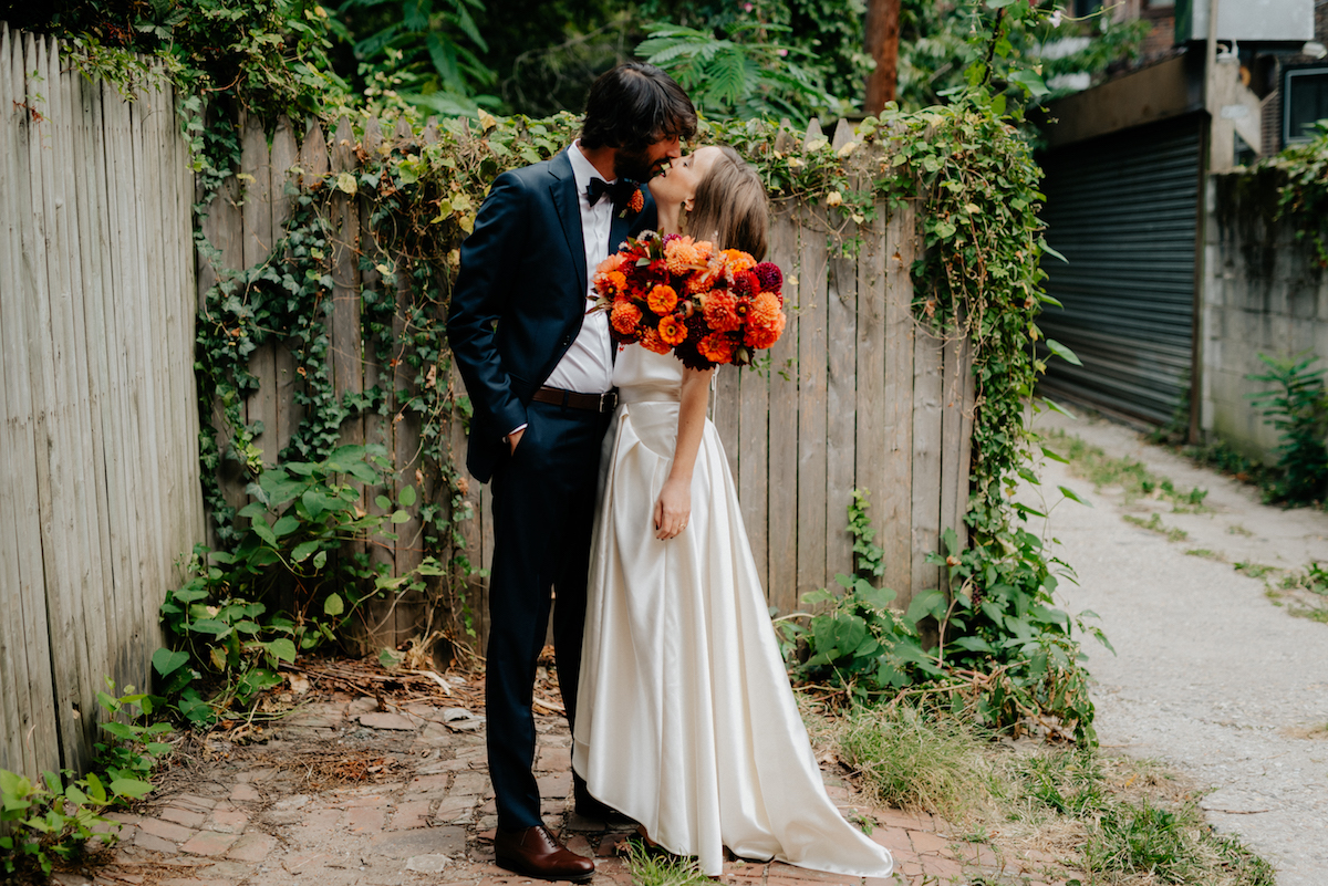 Beautiful bride Sara wore Halfpenny London bridal separates from Net-A-Porter | Wedding dress by Halfpenny London