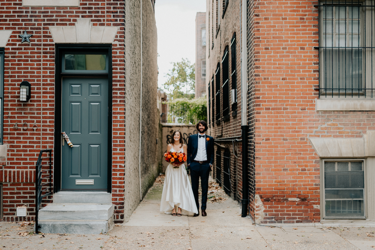 Beautiful bride Sara wore Halfpenny London bridal separates from Net-A-Porter | Wedding dress by Halfpenny London