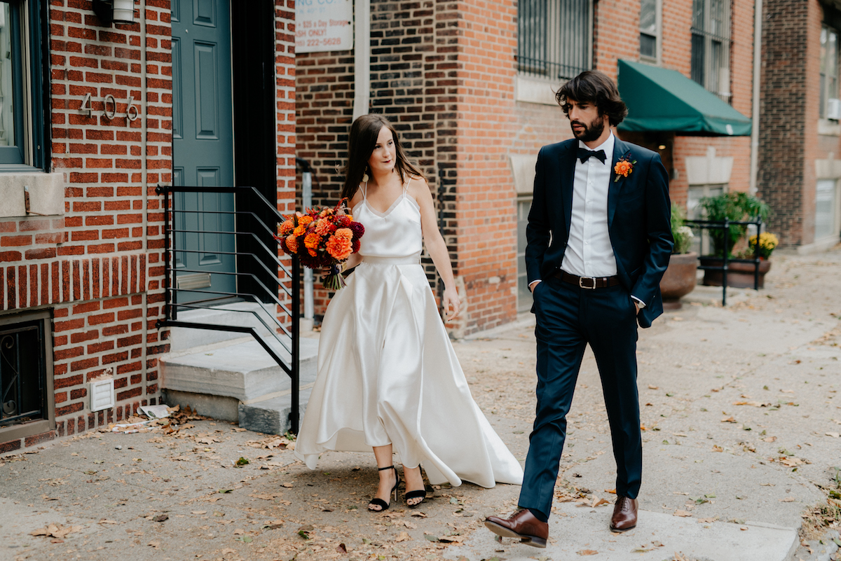 Beautiful bride Sara wore Halfpenny London bridal separates from Net-A-Porter | Wedding dress by Halfpenny London