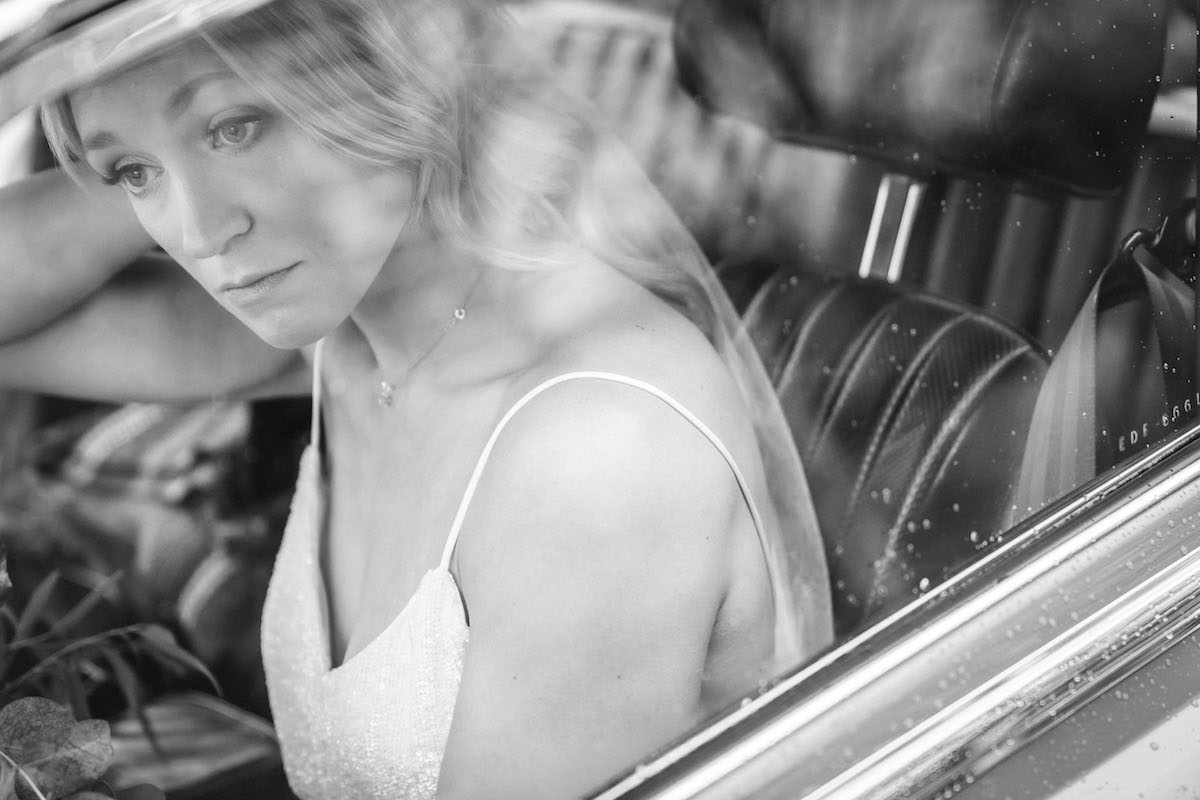 Beautiful bride Claire wore a sequin wedding dress by Halfpenny London