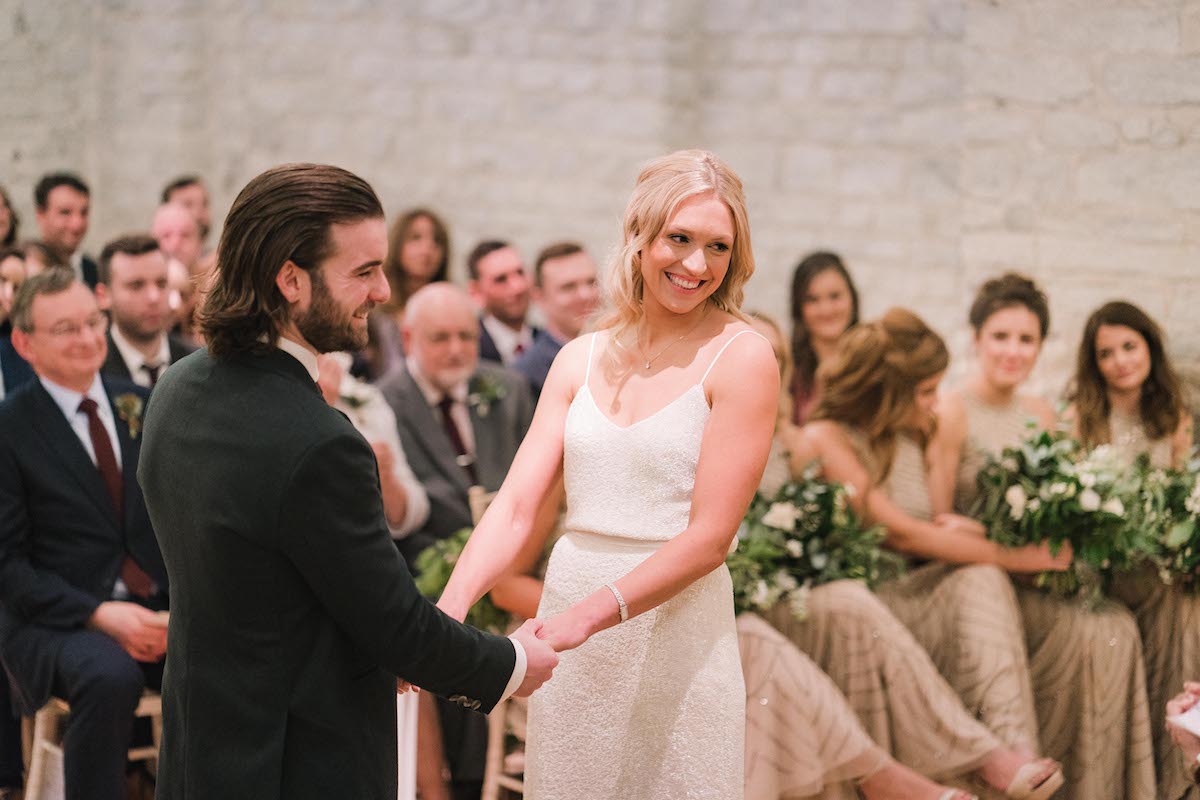 Beautiful bride Claire wore a sequin wedding dress by Halfpenny London