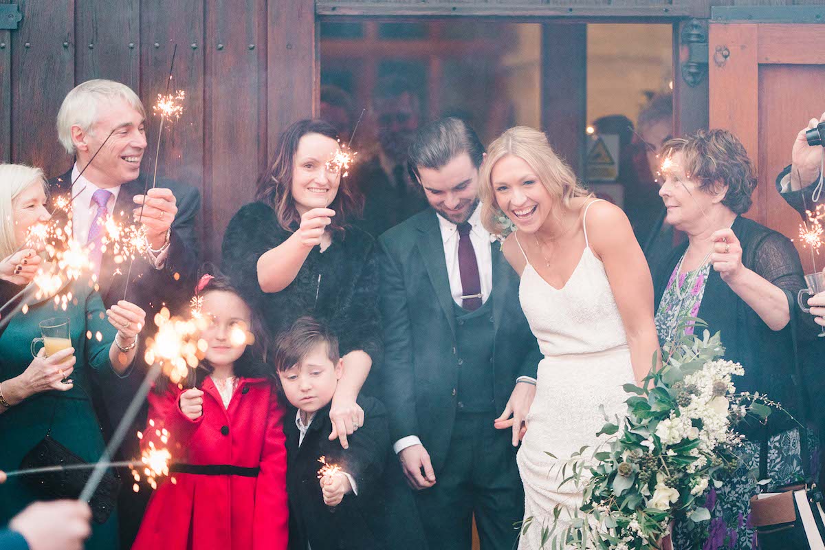 Beautiful bride Claire wore a sequin wedding dress by Halfpenny London