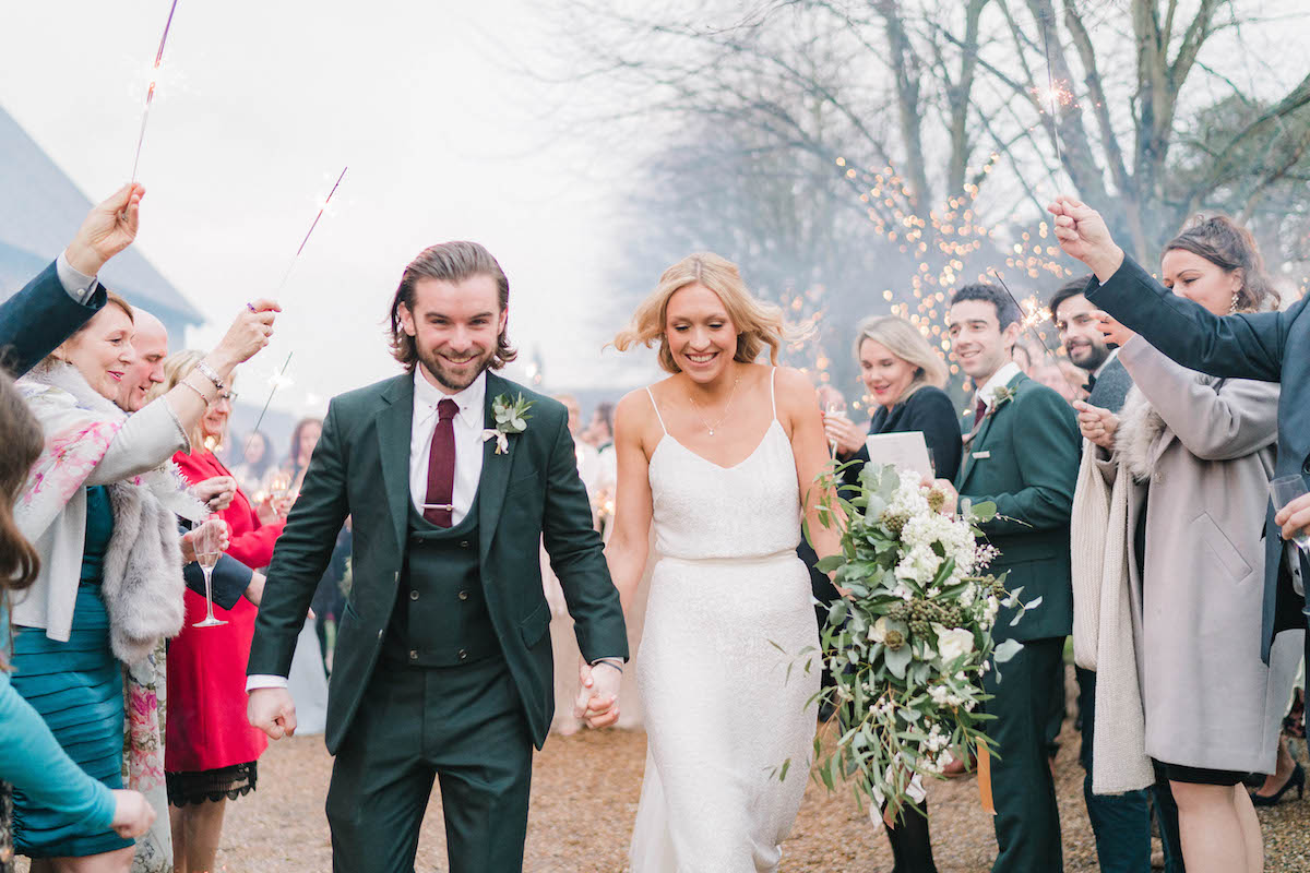 Beautiful bride Claire wore a sequin wedding dress by Halfpenny London