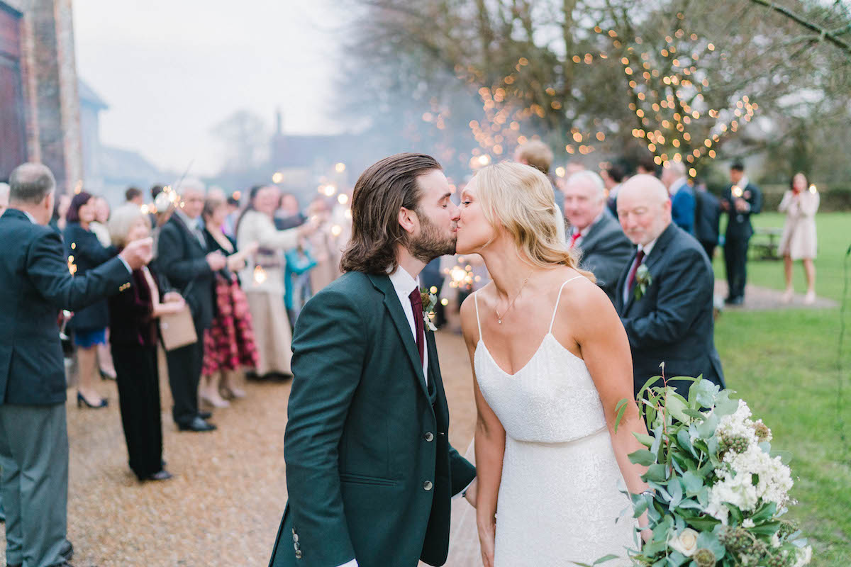 Beautiful bride Claire wore a sequin wedding dress by Halfpenny London