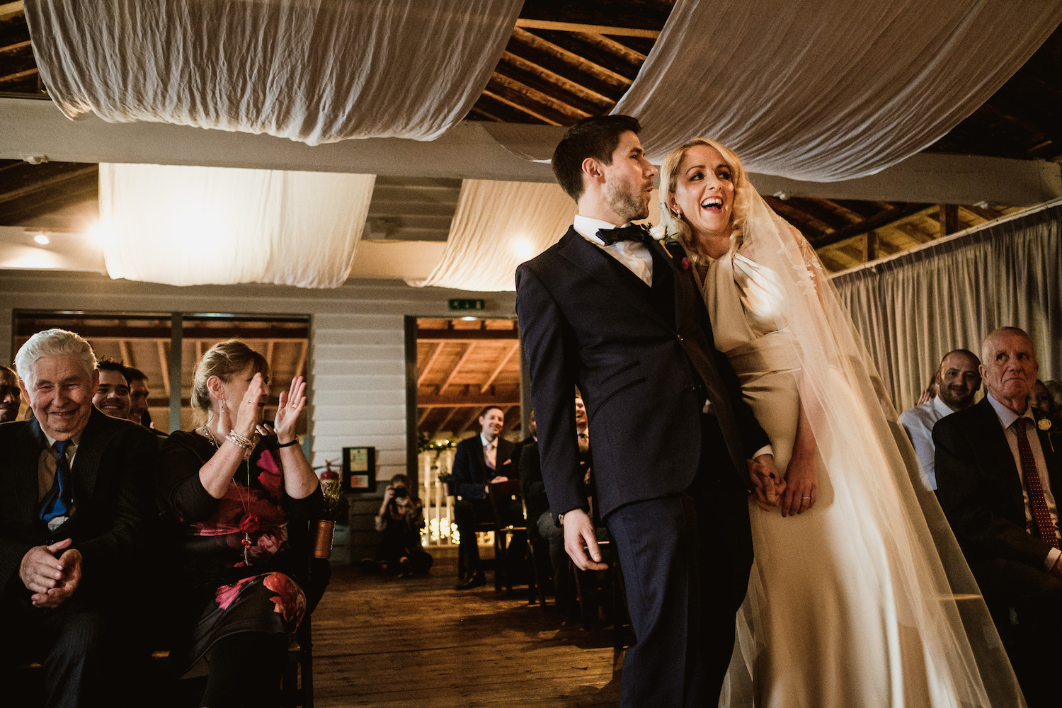 Beautiful bride Kate wore a wedding dress by Halfpenny London