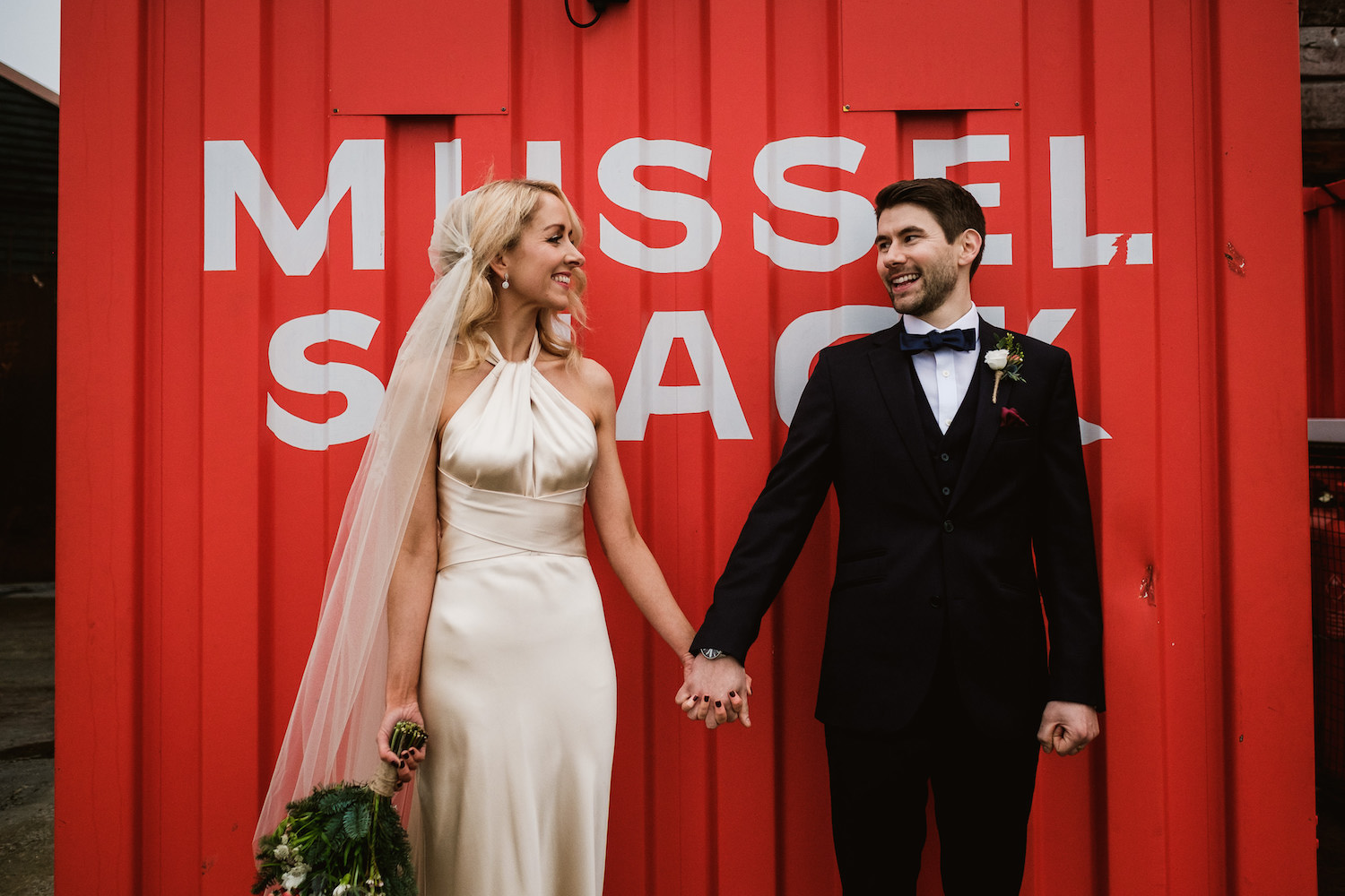 Beautiful bride Kate wore a wedding dress by Halfpenny London