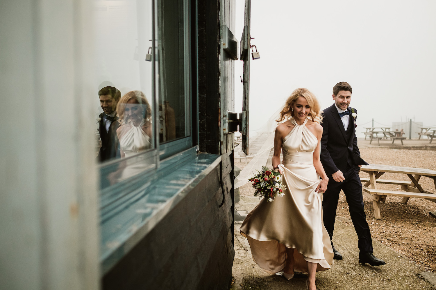 Beautiful bride Kate wore a wedding dress by Halfpenny London