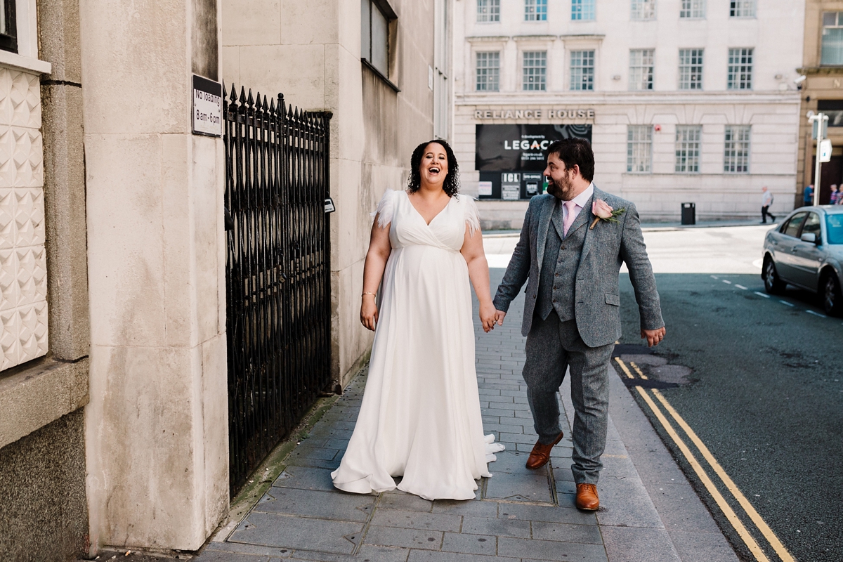 Beautiful and pregnant bride Lianne wore a Halfpenny London wedding dress