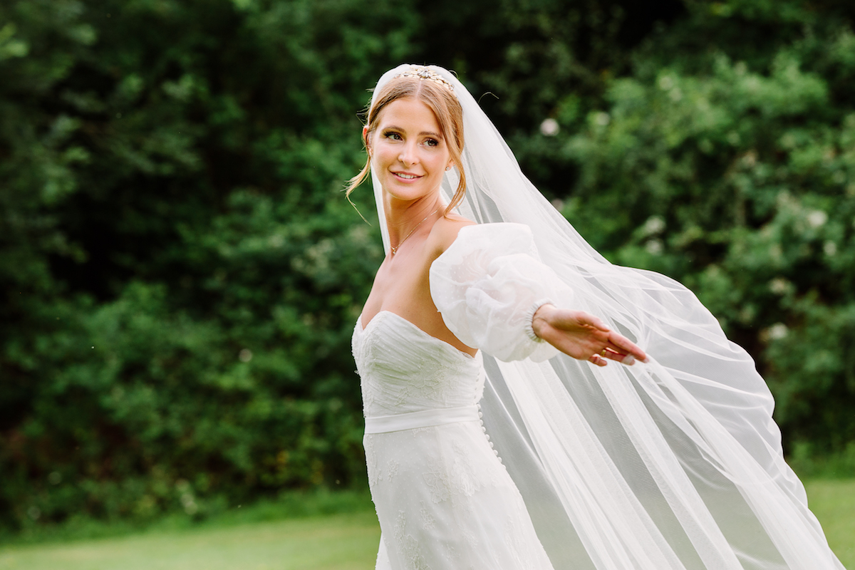 Millie Mackintosh wore a bespoke wedding dress by Halfpenny London