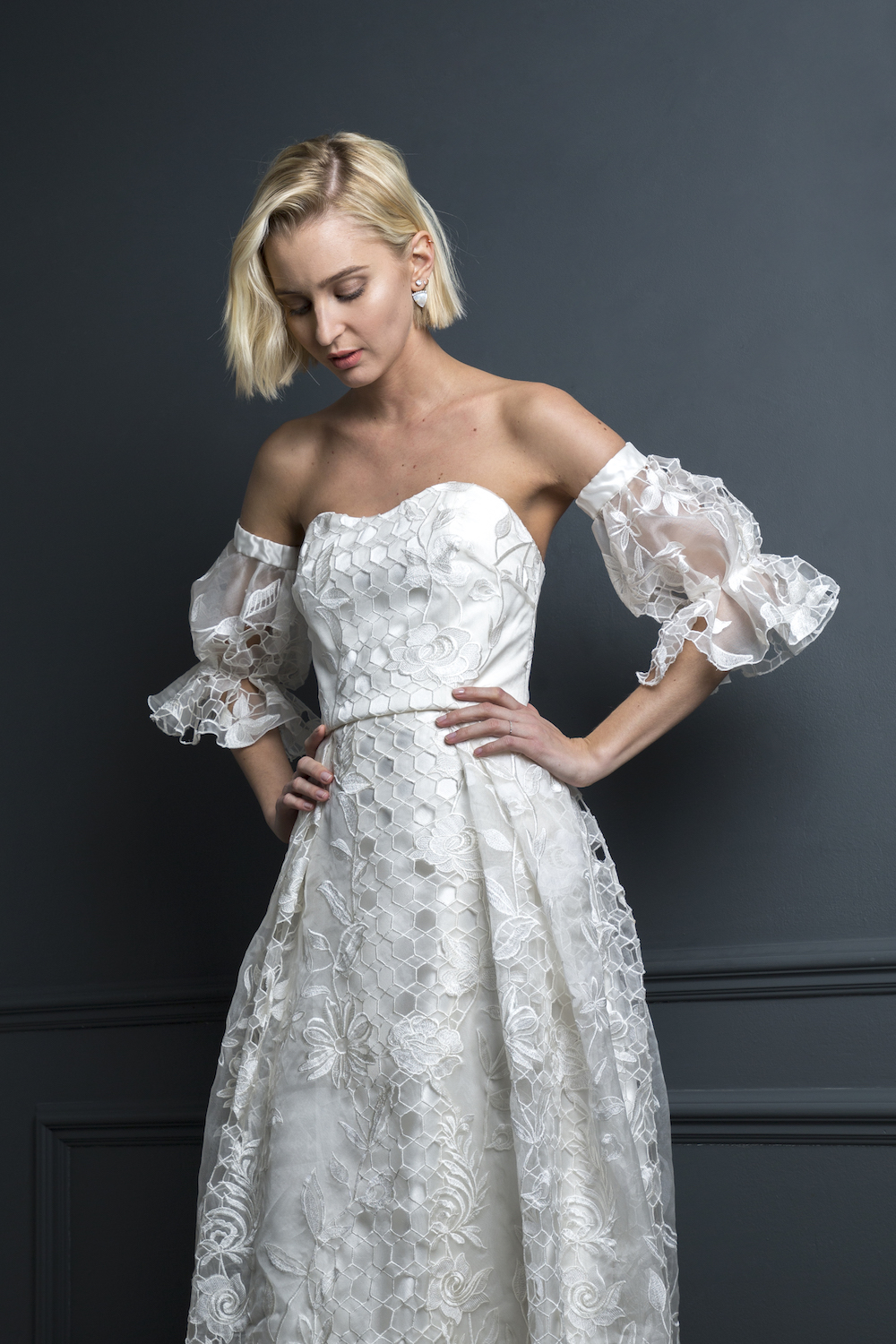 SAMSON CORSET , HUGO SLEEVES & SAMSON SKIRT | WEDDING DRESS BY HALFPENNY LONDON