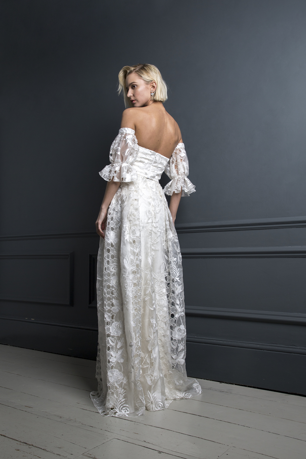 SAMSON CORSET , HUGO SLEEVES & SAMSON SKIRT | WEDDING DRESS BY HALFPENNY LONDON