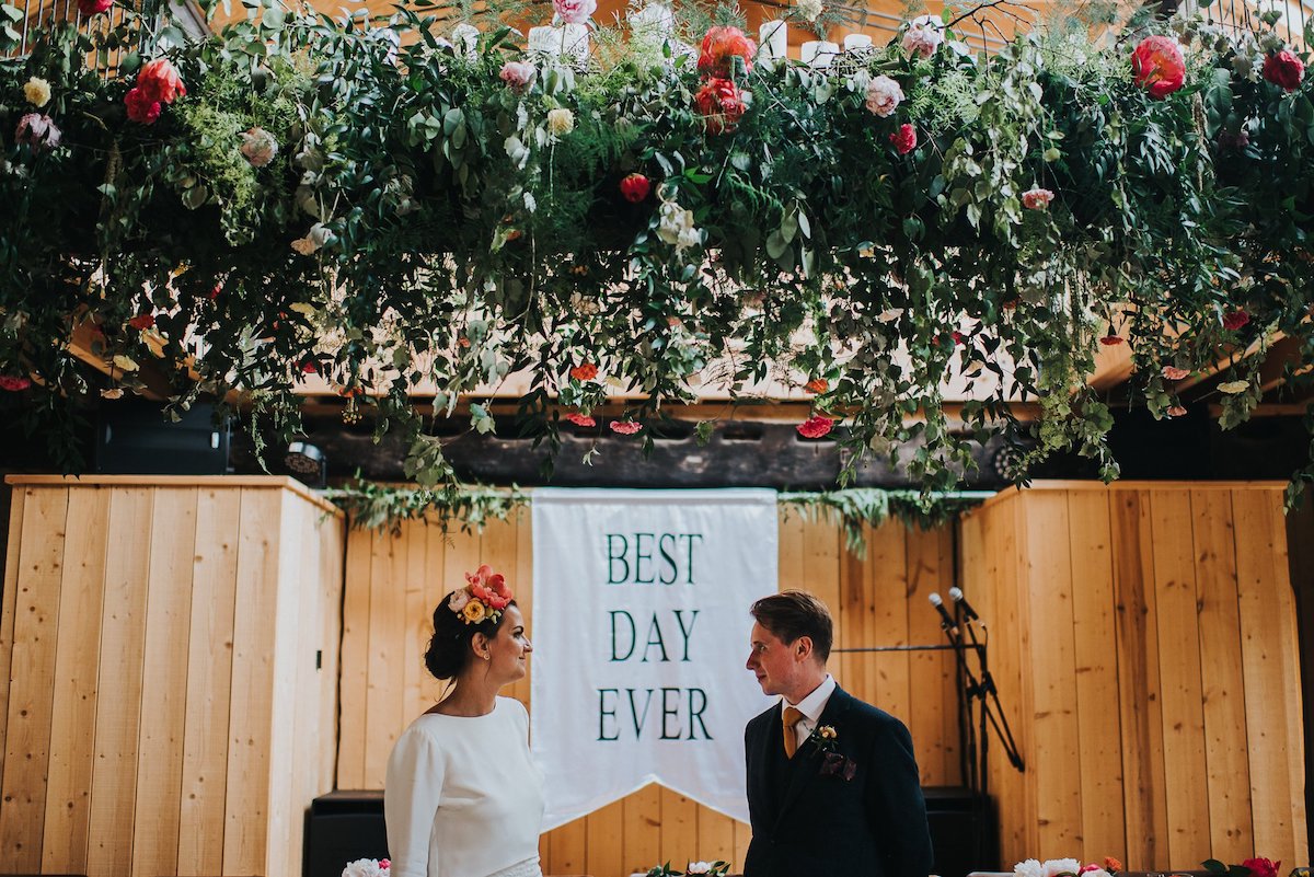 Beautiful bride Ashley wore a wedding dress by Halfpenny London
