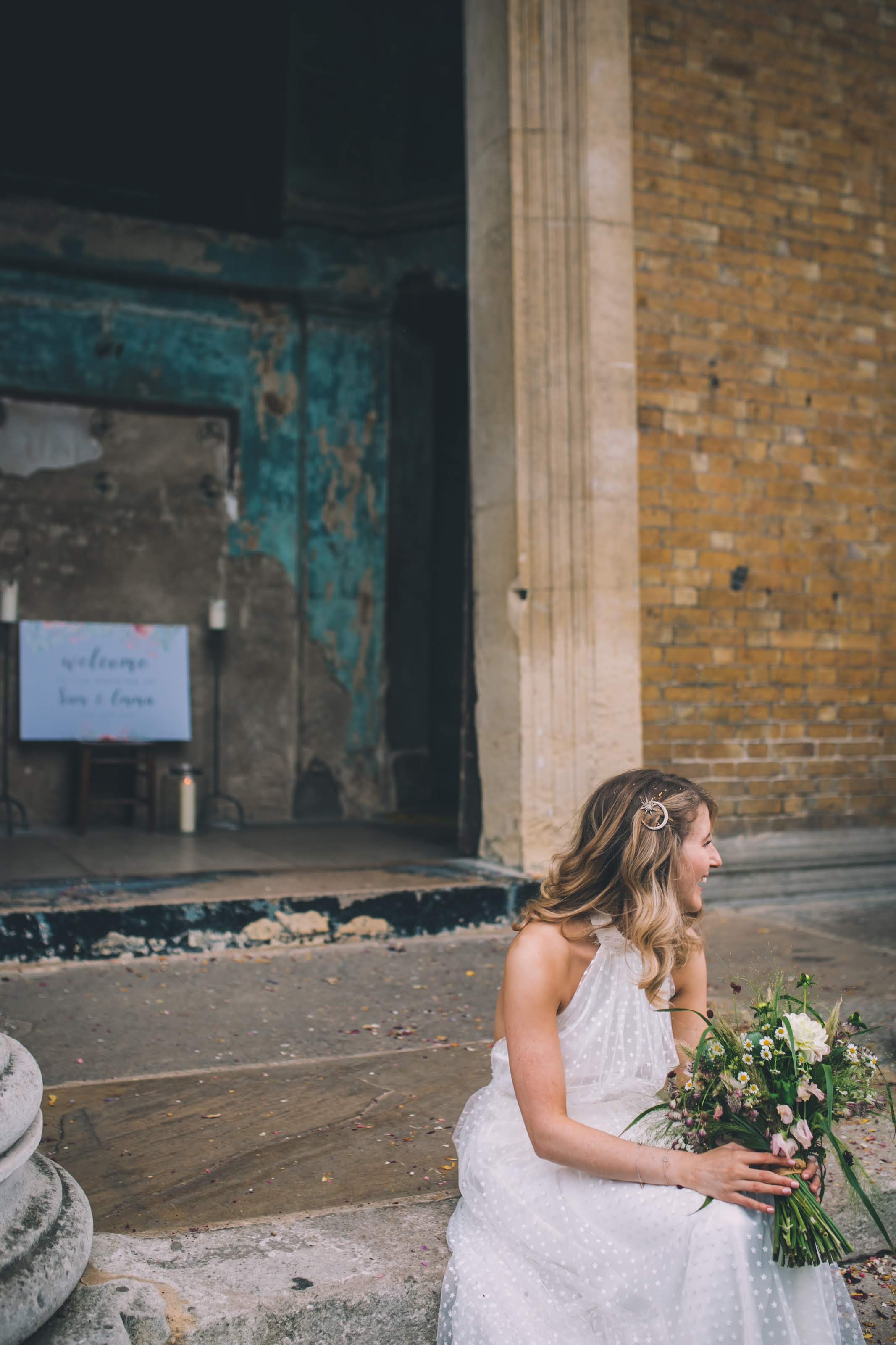 Beautiful bride Emma wore a wedding dress by Halfpenny London
