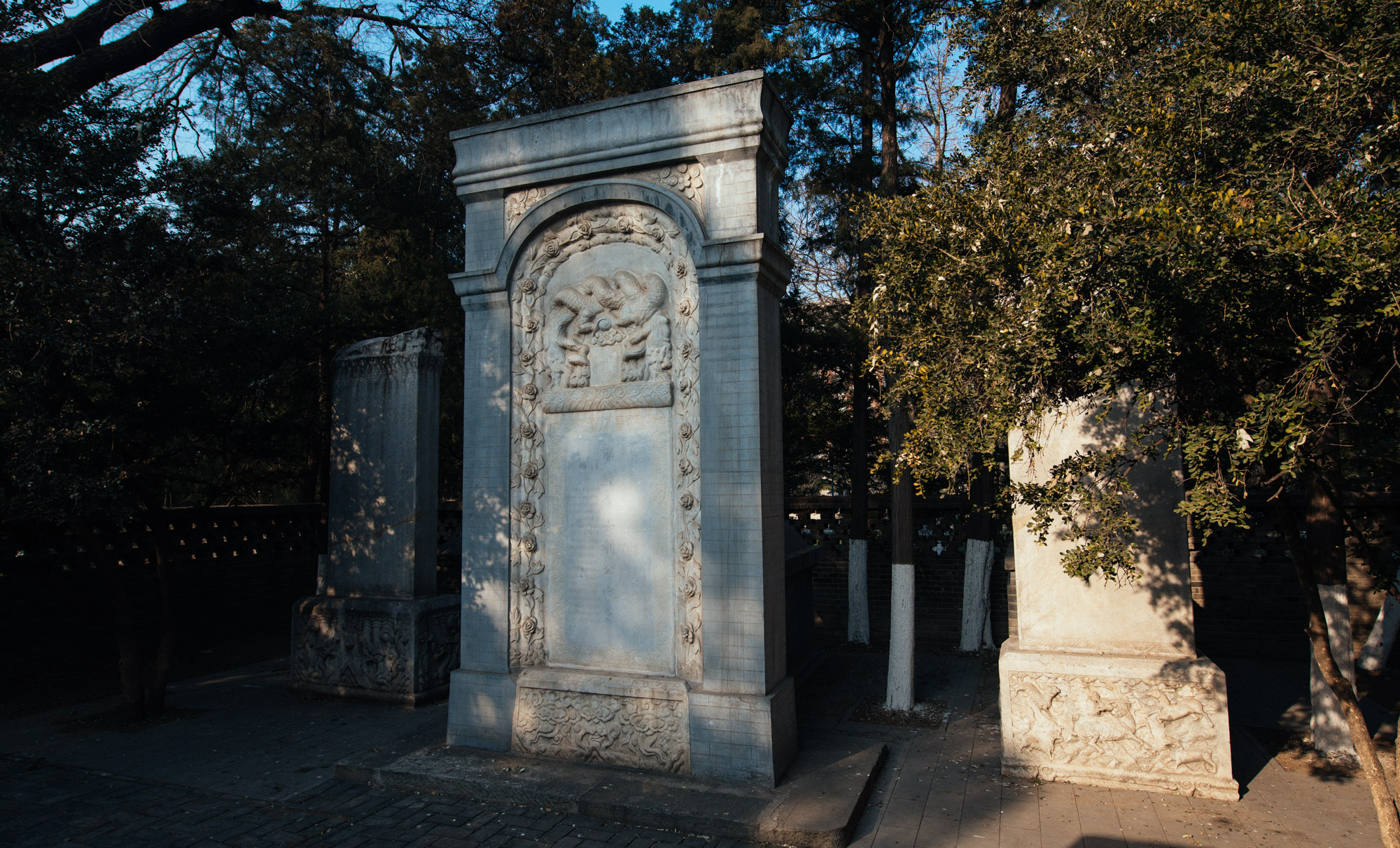 Matteo Ricci's tomb is the big one in the center. To the left lies Johann Adam Schall von Bell and the right, Ferdinand Verbiest.