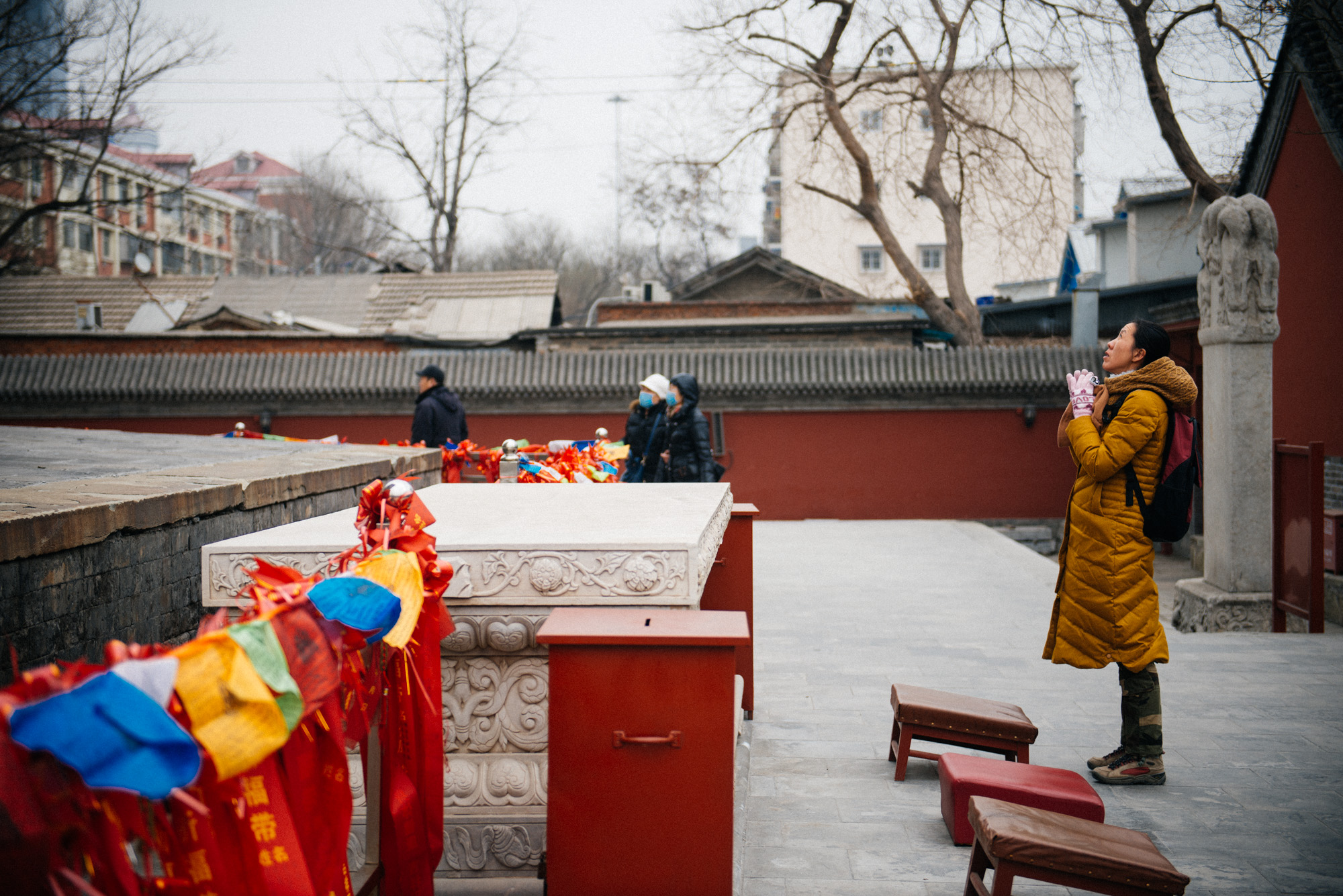 After walking around the pagoda several times, this woman bowed a few times and finished her worship.