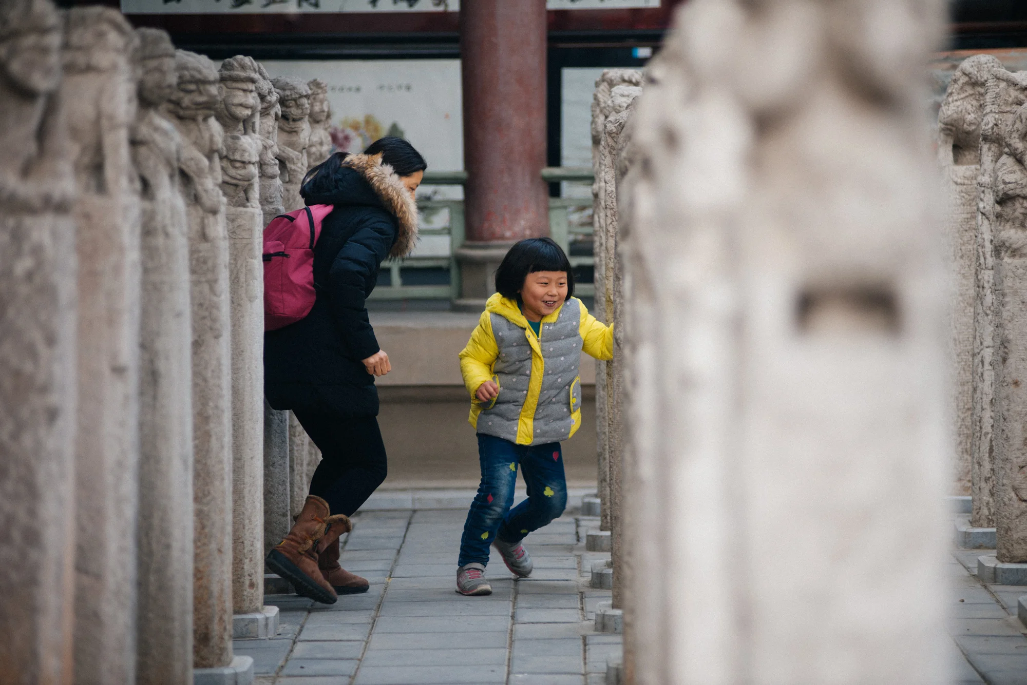 It's a perfect place to play catch. It's actually pretty cool, because it's more or less like a maze without the walls. As long as you don't bump into anything, that is.