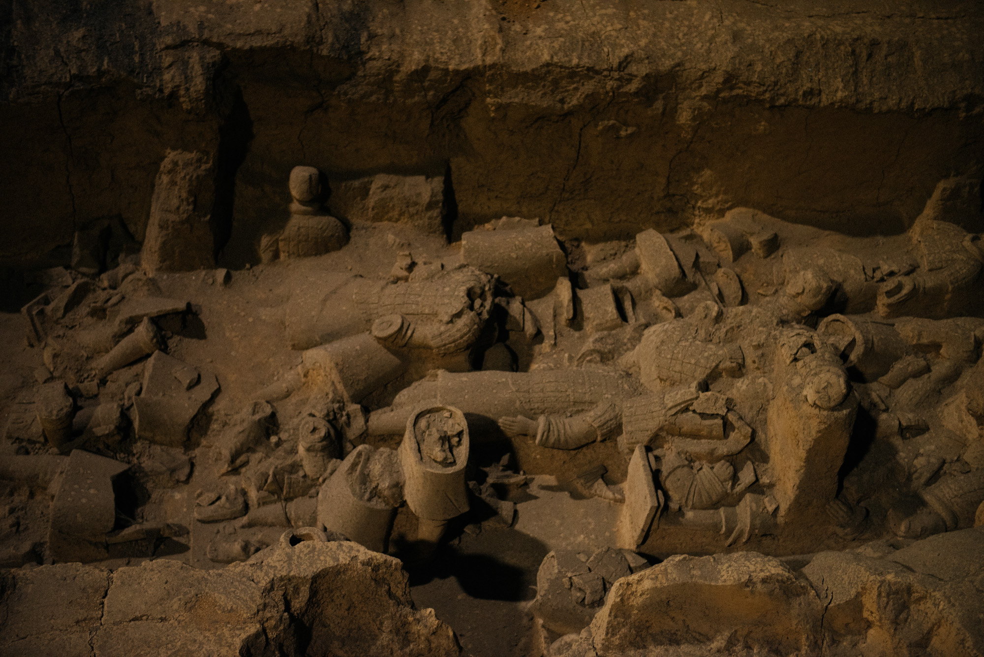 Pit #2 still has almost no restored statues and looks like this.