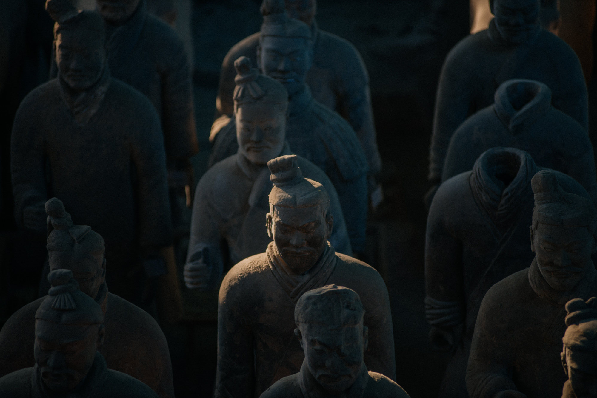 Every single one of them has a different head. Some say they were actually modeled after people of the time.