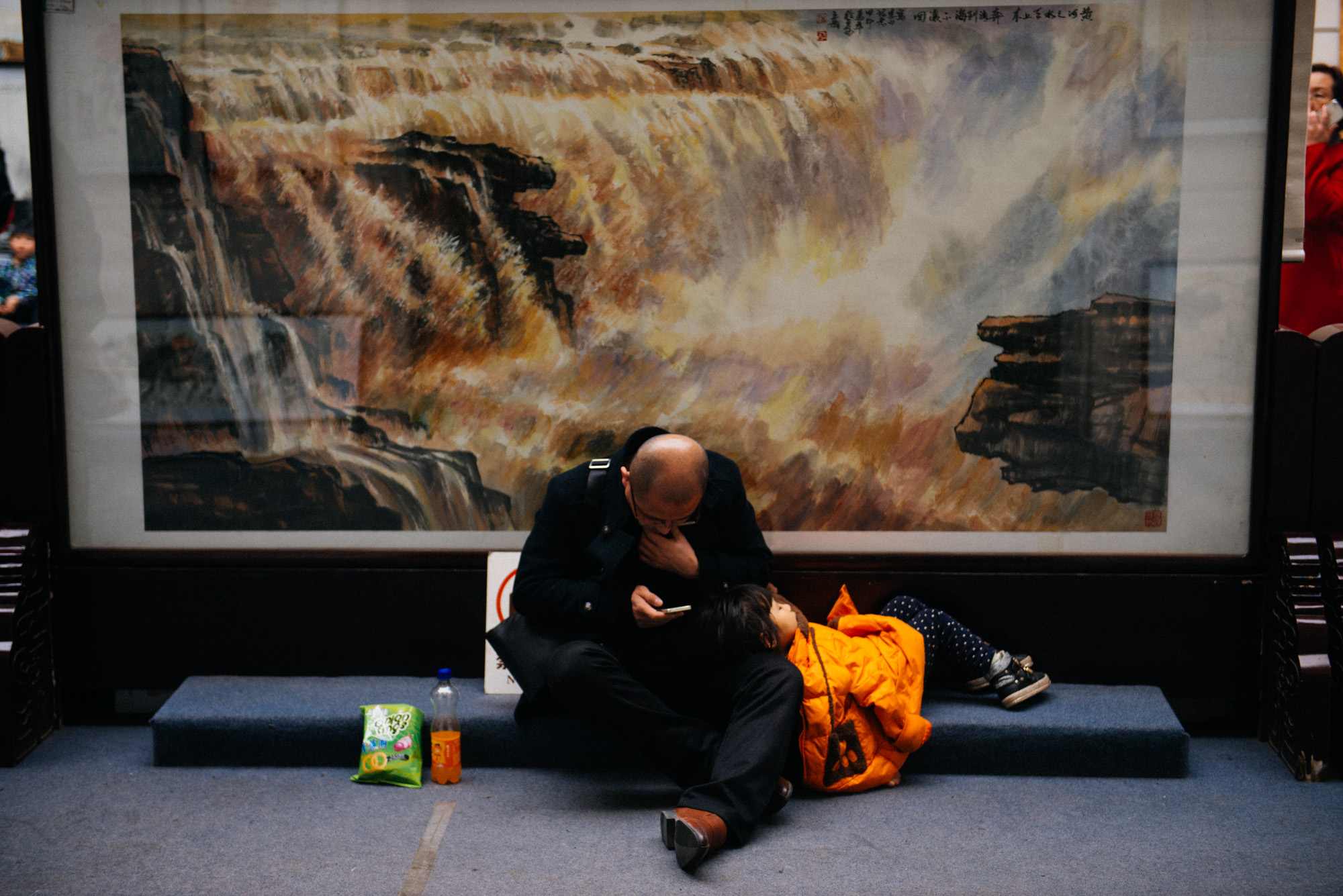 I wasn't the only one tired by then. This little girl was taking a nap in the paintings room.