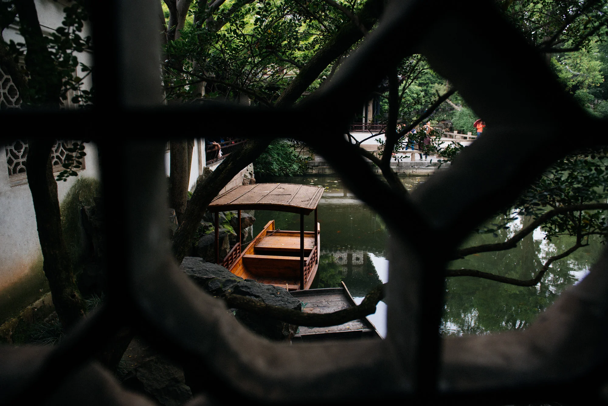 A little boat lies in the corner of one of the man-made ponds. They are so small I don't believe they are for actual rides, but more for cleaning up. Although a few hundred years ago I can see a rich fellow just chilling in the water.