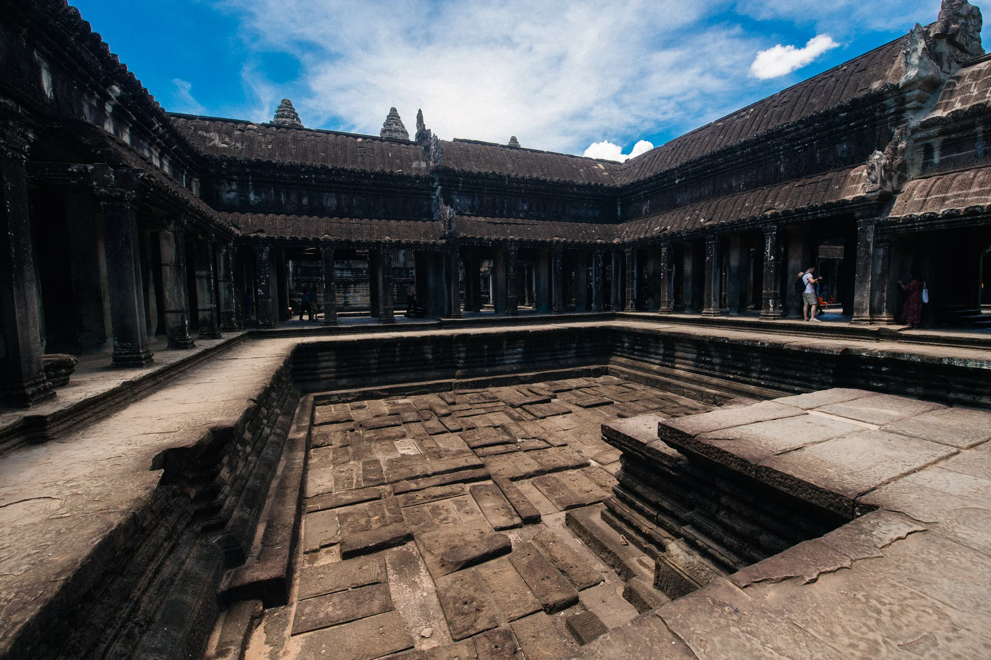 Inside the main building is a dry pool. There is a similar one on the opposite side.