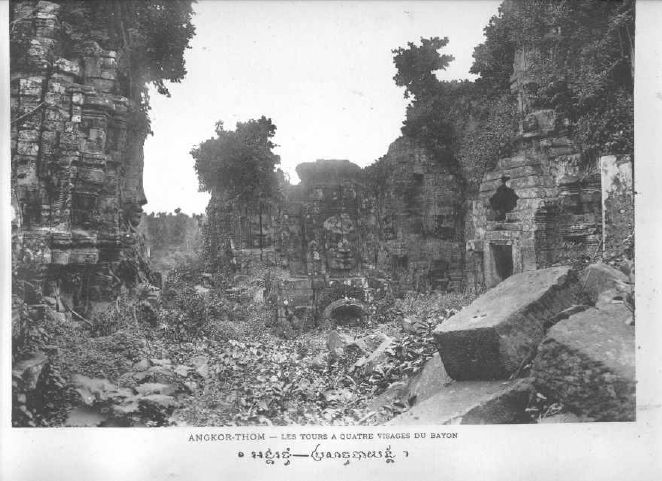 This is the Bayon in 1909 as seen by photographer Pierre Dieulefis . A lot of reconstruction work has been done since.
