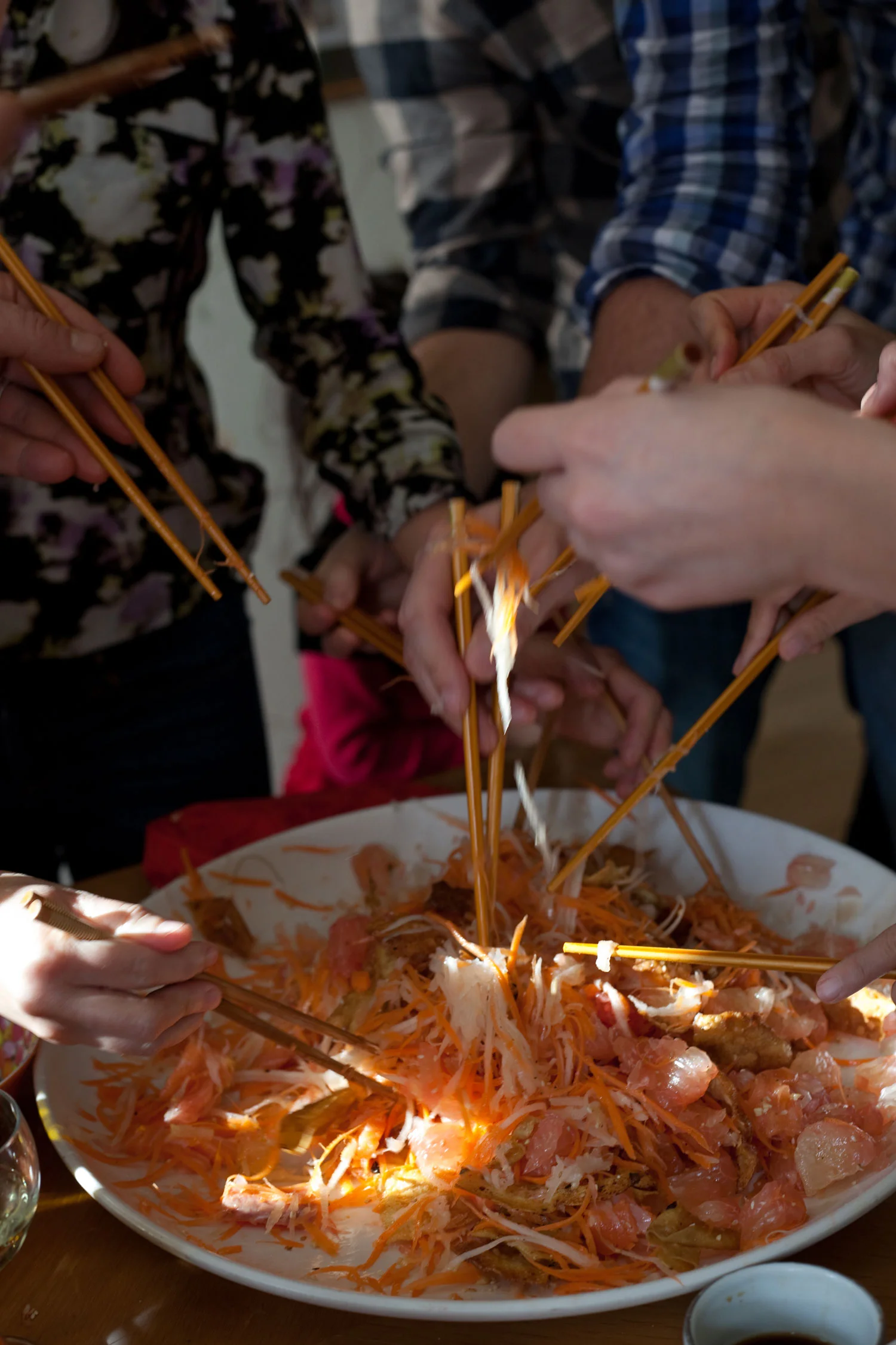 Prosperity Toss Salad, YúShēng (魚生). 