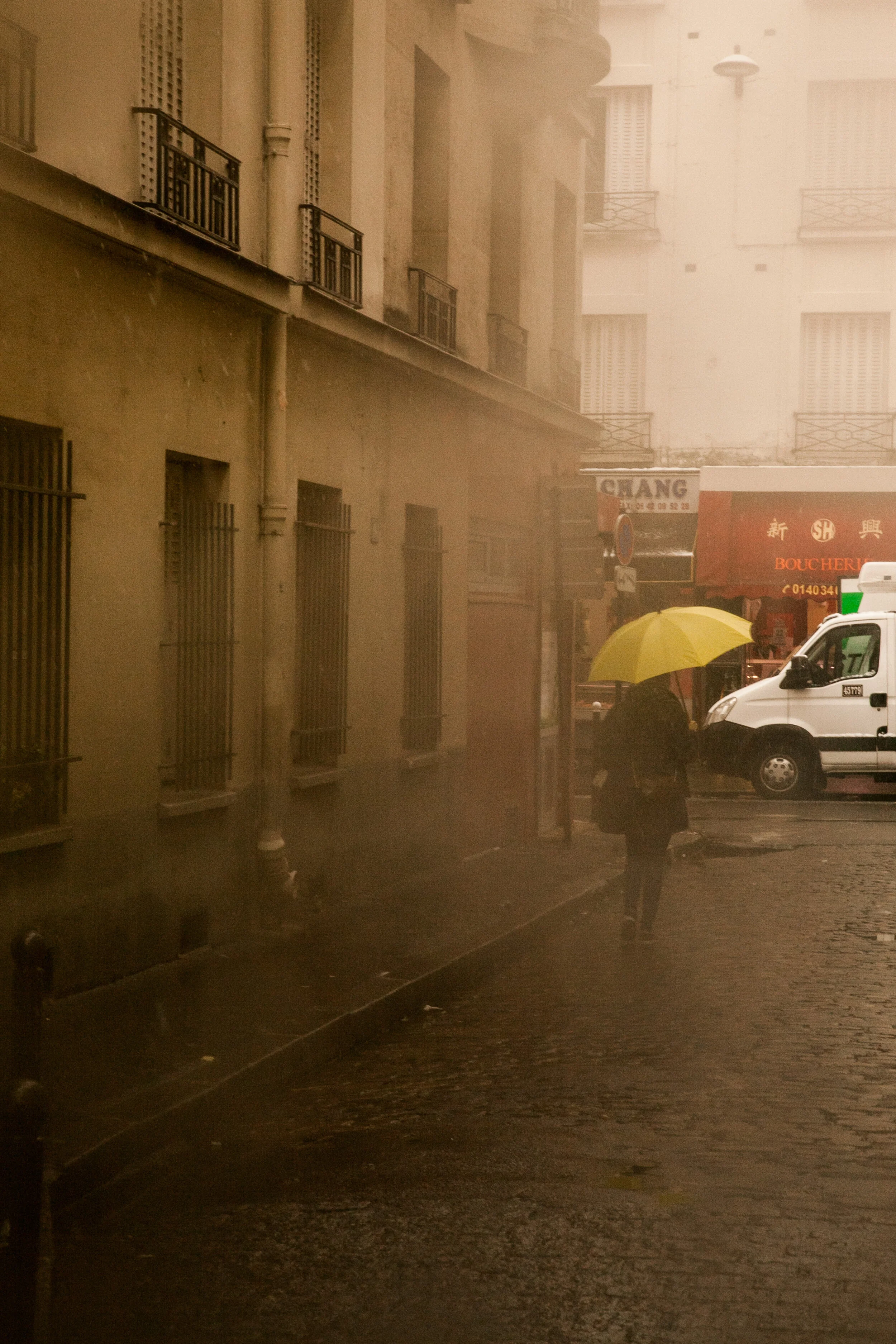 Rainy Day Paris- Yellow Umbrella 19ème-0216.jpg