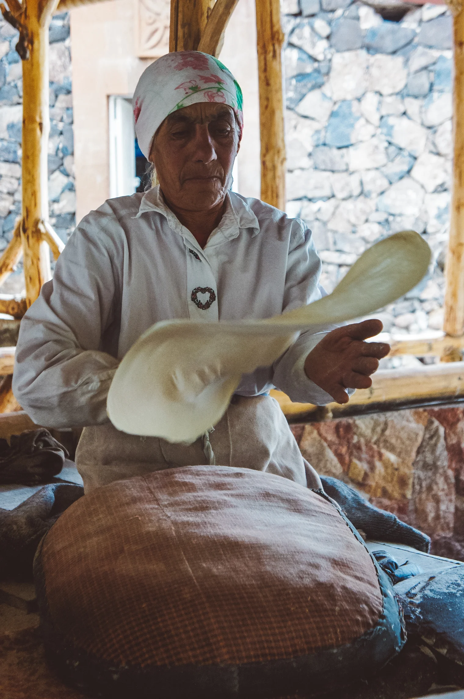 Woman making lavash in Garni, Armenia | Gabriella Simonian ©