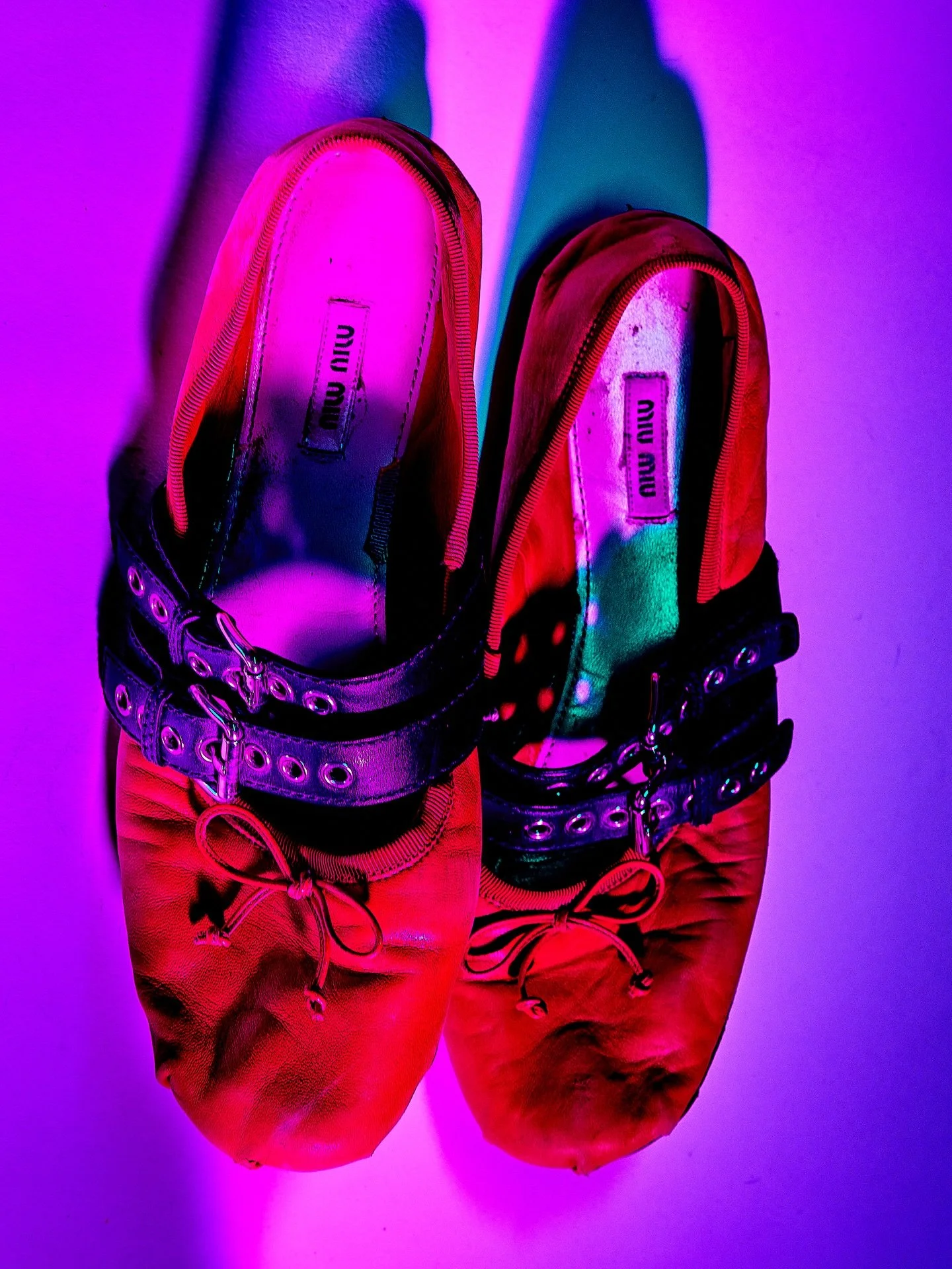 Beat up ballets for last shot of day. #miumiu #sotrashed