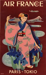 1952年公開 AIR FRANCE Paris-Tokyo 50 cm x 70 cm