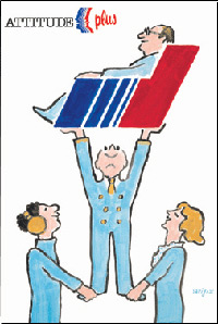1986年公開 Air France 50 cm x 70 cm 日本でも知られているポスター画家 レイモン サヴィニャックの作品