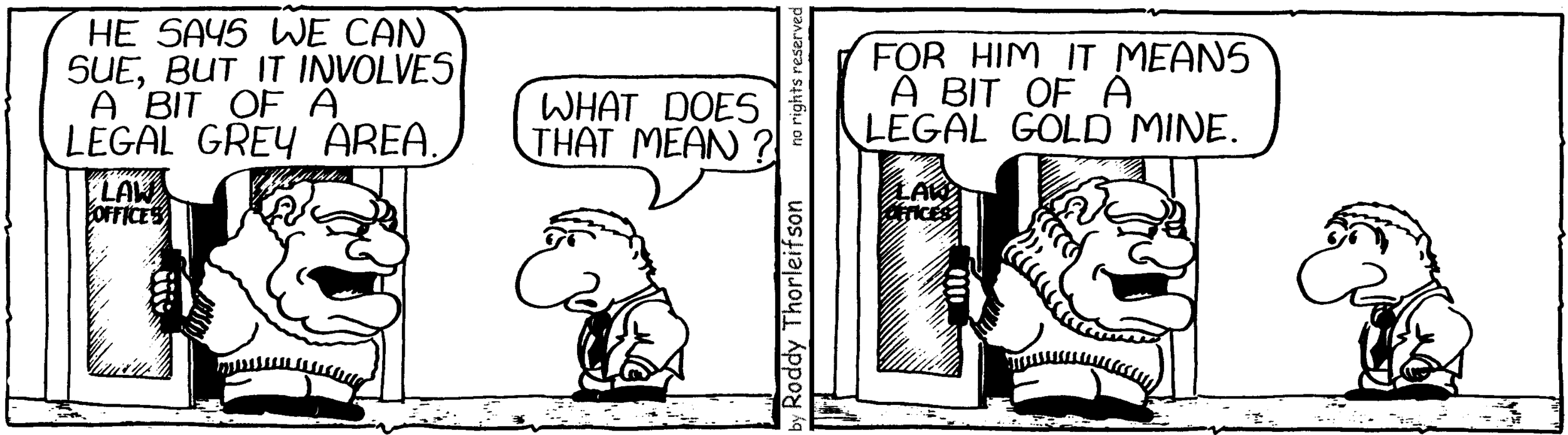 free cartoon law & order lawyers, legality and legal grey areas