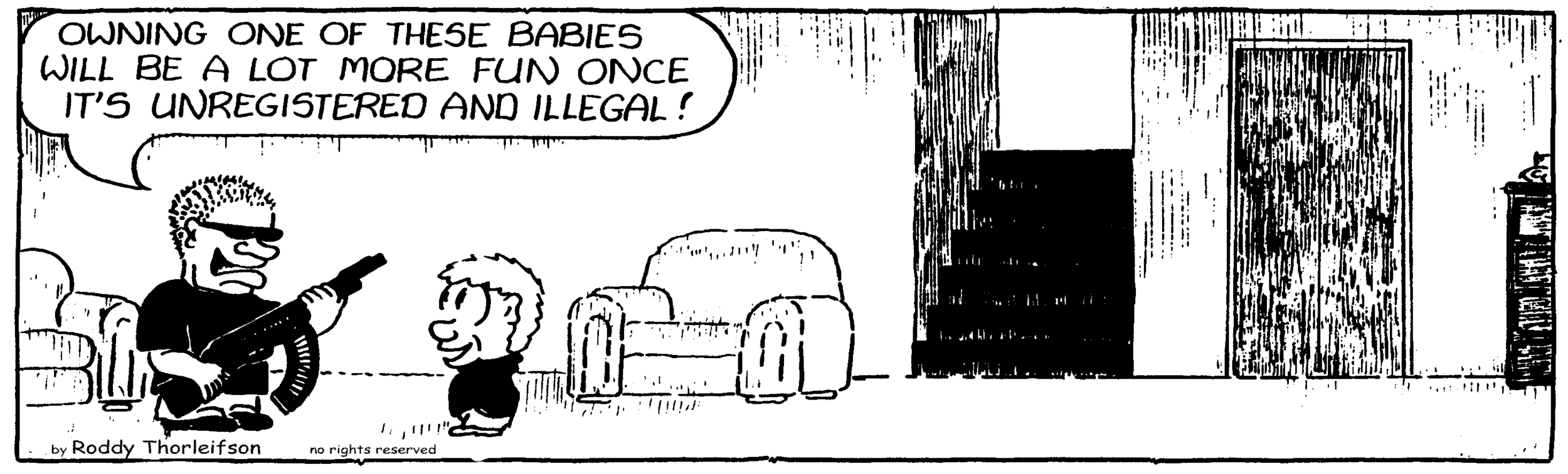 free cartoon law & order guns gun control assault weapons youth crime