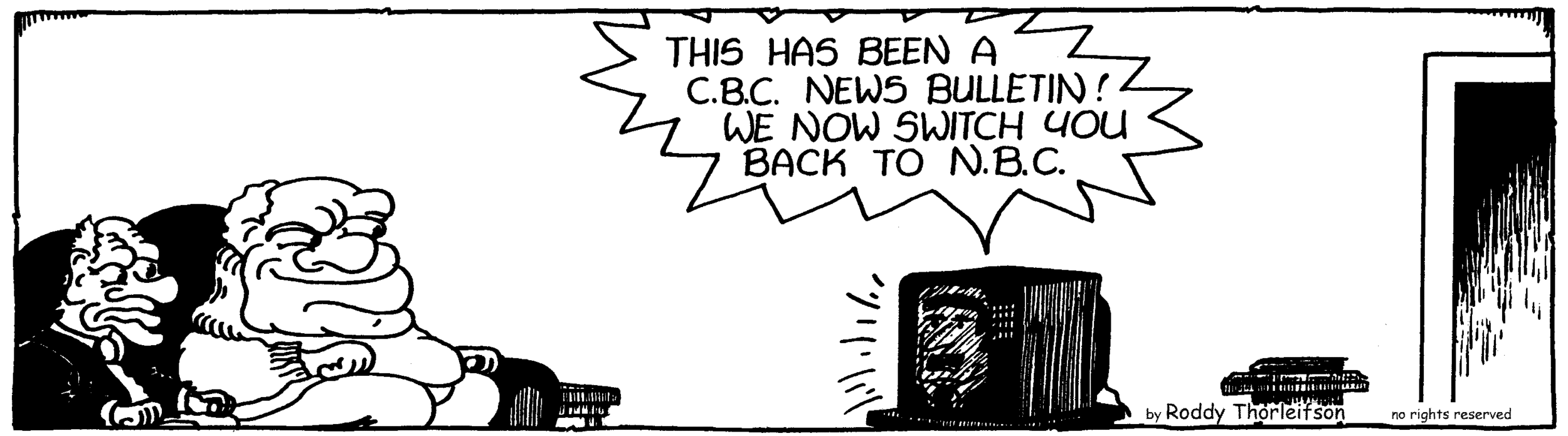 free cartoon Canada Canadian identity C.B.C. news bulletin
