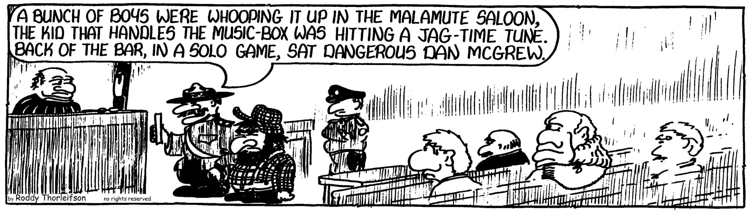free cartoon Canada Canadian identity Mountie in court