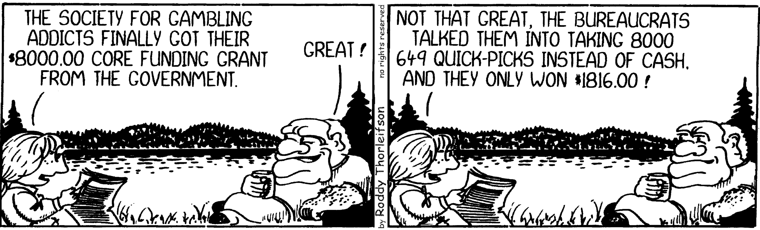 free cartoon Canada Canadian 649 gambling addiction